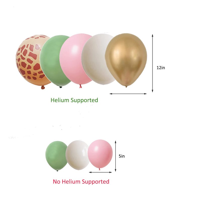 Finypa 80Pcs Jungle Safari Balloons Party Balloons set Animal Printed Pink Sage Green Balloons Wild One Giraffe Leopard Safari Baby Shower Decorations for Girl Birthday Party Supplies - Image 3